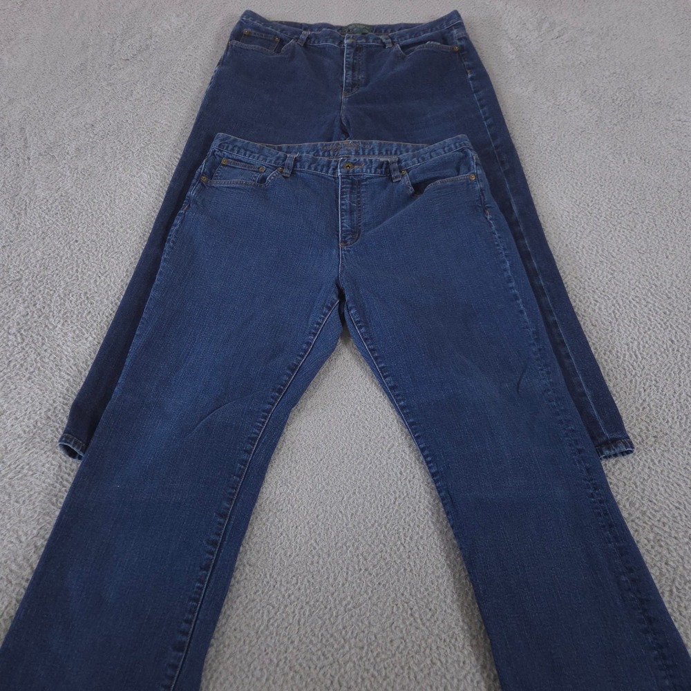 LOT OF 2 Lauren Ralph Lauren Jeans Womens 16 Classic Straight Dark Wash Stretch